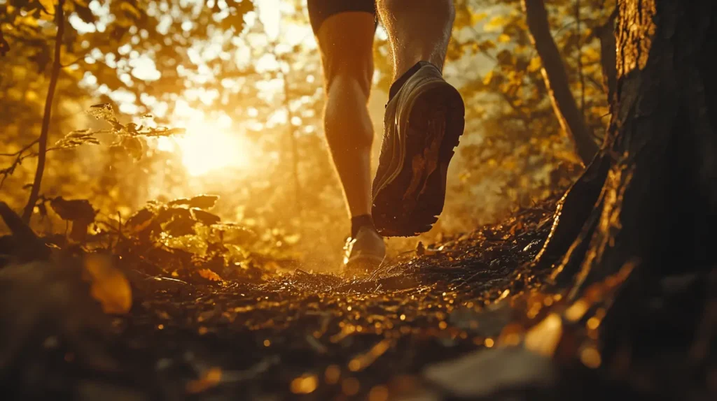 Un homme qui pratique la course à pied dans la foret