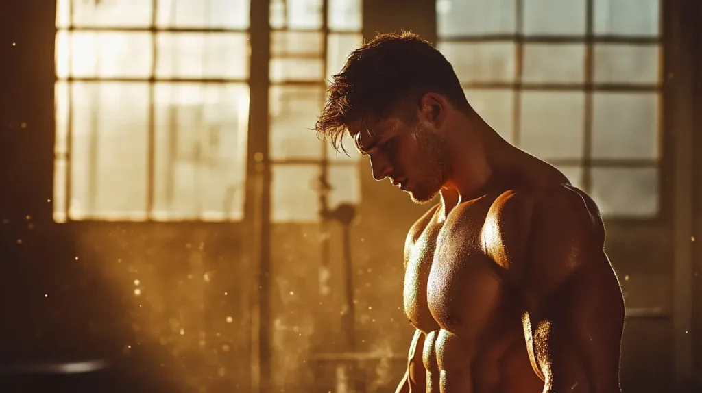 image d'un homme musclé dans un hangar