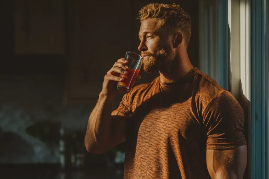 un homme bois une tisane avec du desmodium