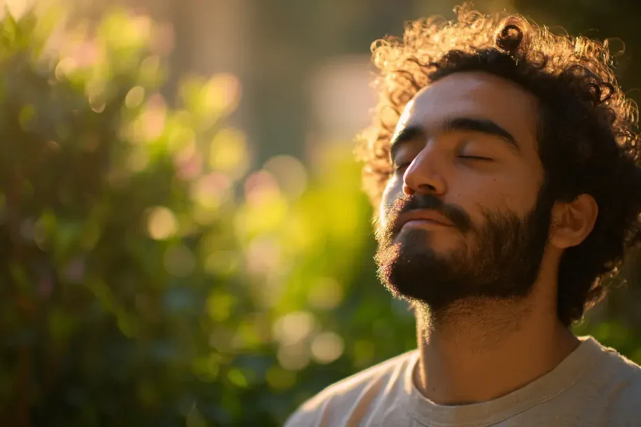 un homme est paisible dans une clairière