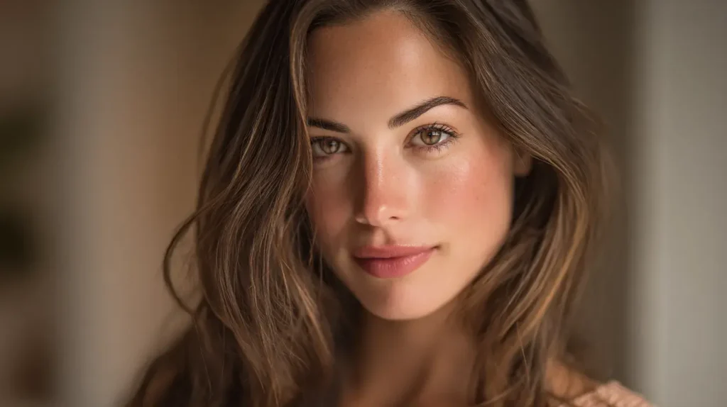 Femme avec peau éclatante et cheveux brillants grâce au collagène marin et ses bienfaits