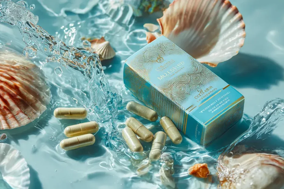 collagène marin en gélules sur une table