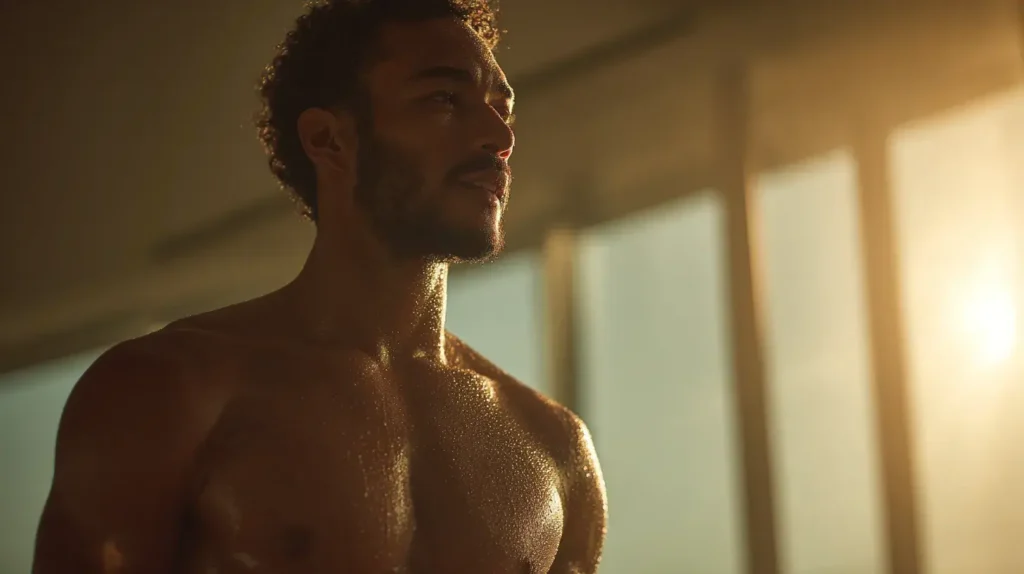 Homme sportif et énergique illustrant les bienfaits du tongkat ali sur la vitalité, la confiance et la performance physique