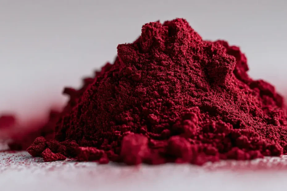 poudre d'astaxanthine, sur une table connue pour ses bienfaits